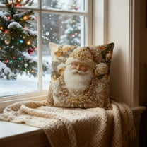 ​Christmas Pillow Cover with Gold Snowman & Foil Snowflakes, Festive Holiday Decorative Square Throw Pillow Case for Couch Sofa Bedroom Decor​​ B