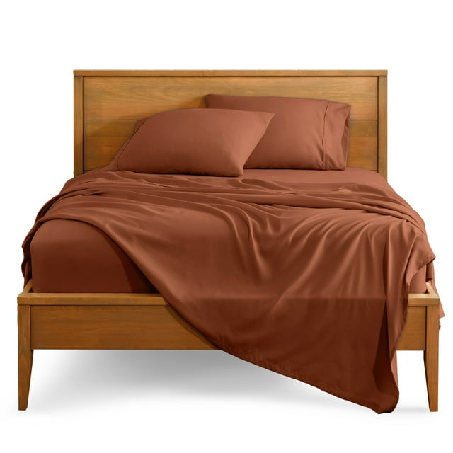 Bare Home Premium 1800 Collection Ensemble de Draps 4 Pcs, Grand Lit, Terre Cuite