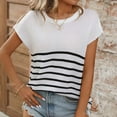 thumbnail image 2 of cfhntfmh Short Sleeve Tops for Women Casual Print Round Neck Loose T-Shirts Summer Knit Fashion Shirts, 2 of 7