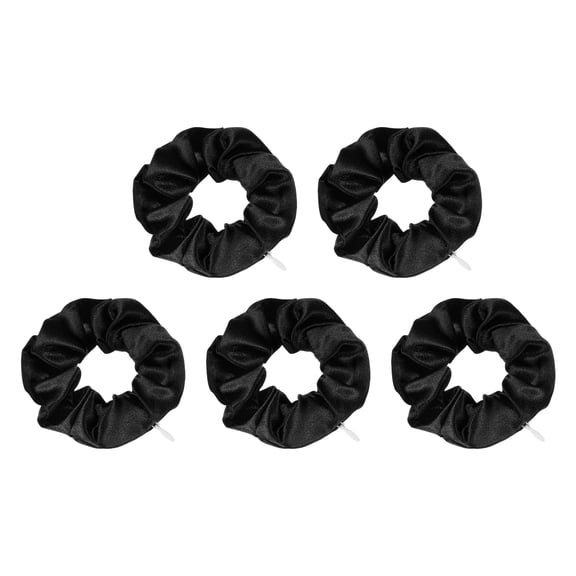 Uxcell 5pcs Scrunchies with Pocket Zipper (2 Inch) - Silk Satin Scrunchie Hair Ties & Elastic Hair Bands, for Girls Women Ponytail Accessories Holder Coins Keys, Black