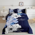 thumbnail image 2 of Manfei Retro Rustic Floral Bedding Comforter Set,Abstract Minimalist Art Twin Comforter Sets,White Blue Bedding Set For Girl,Microfiber Bedroom Decor Reversible,2 Pieces, 2 of 8