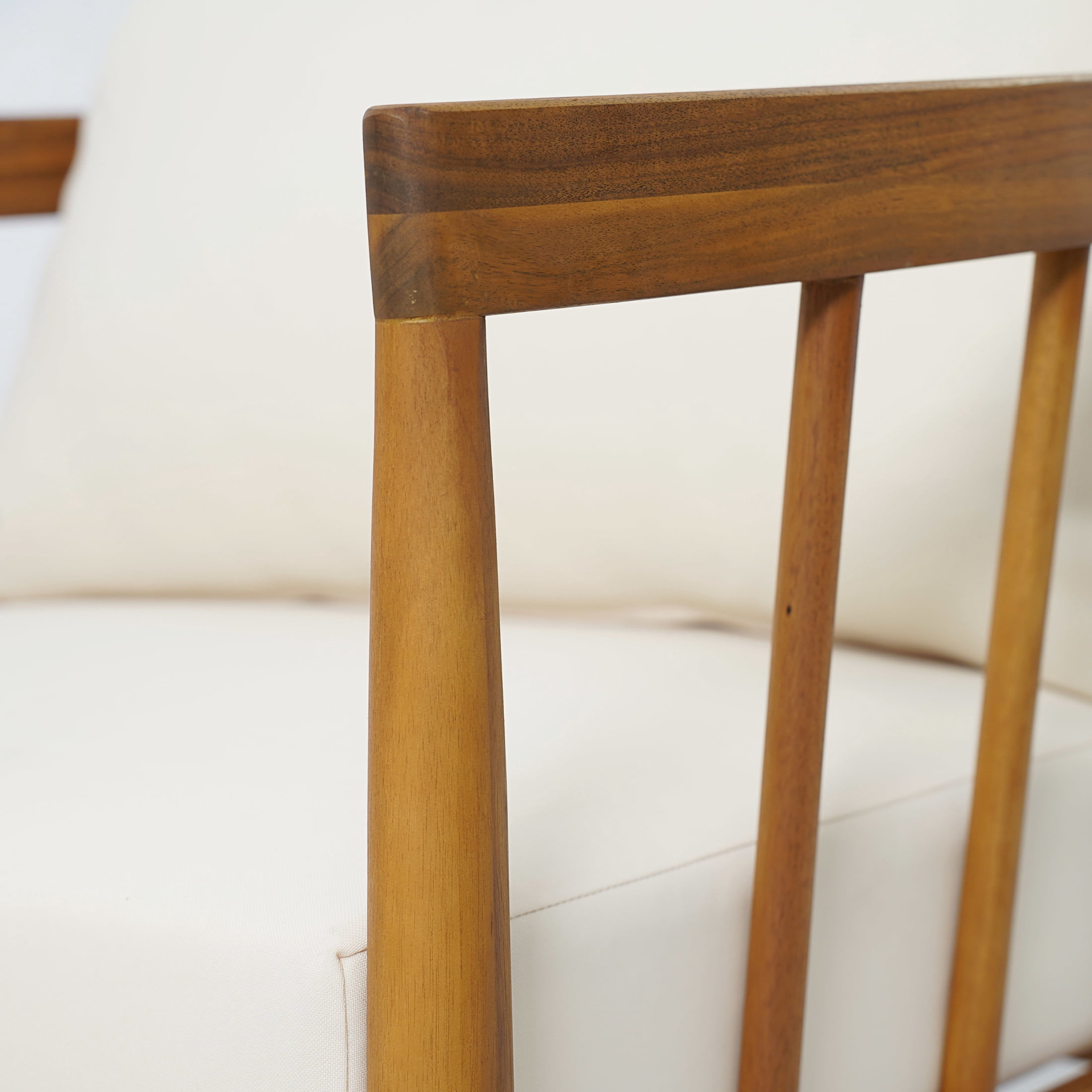Christopher Knight Home Mid-Century Outdoor Acacia Wood Club Chair with Water Repellent Cushions, Teak+Cream