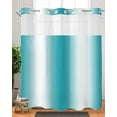 thumbnail image 7 of No Hook Shower Curtains, Turquoise White Ombre Standard Shower Curtains with Snap in Liner, Farmhouse Minimalist Gradient Art Waterproof Washable Fabric Bathroom Shower Curtain Sets, 66" x 72", 7 of 7