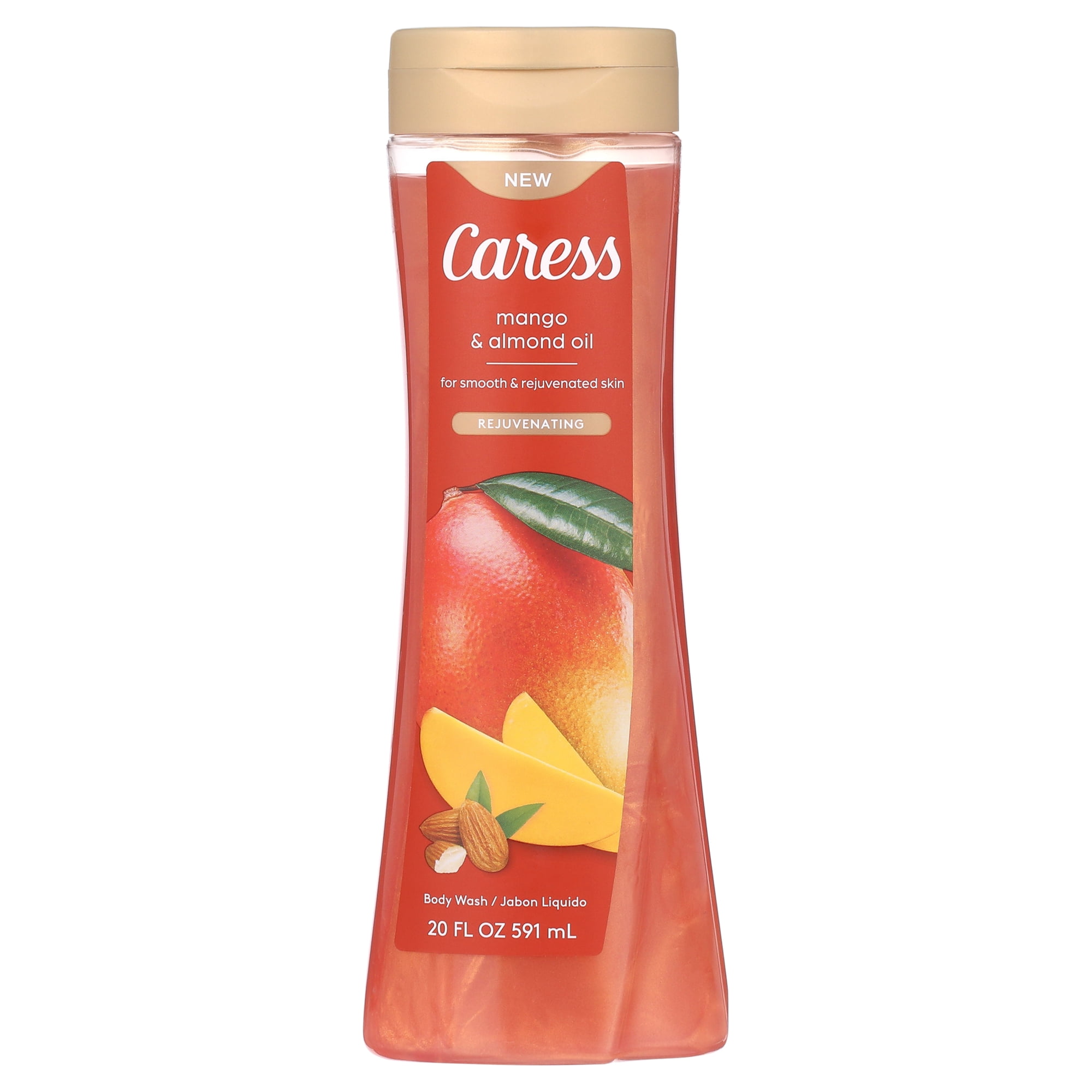 Caress Body Wash for Women, Mango & Almond Oil Shower Gel for Dry Skin 20 fl oz