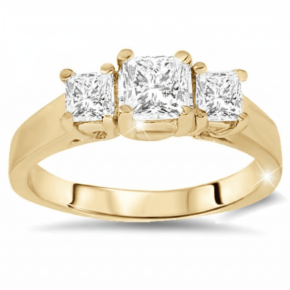Pompeii 1ct Three Stone Diamond Ring 14K Yellow Gold (H/I,I1)