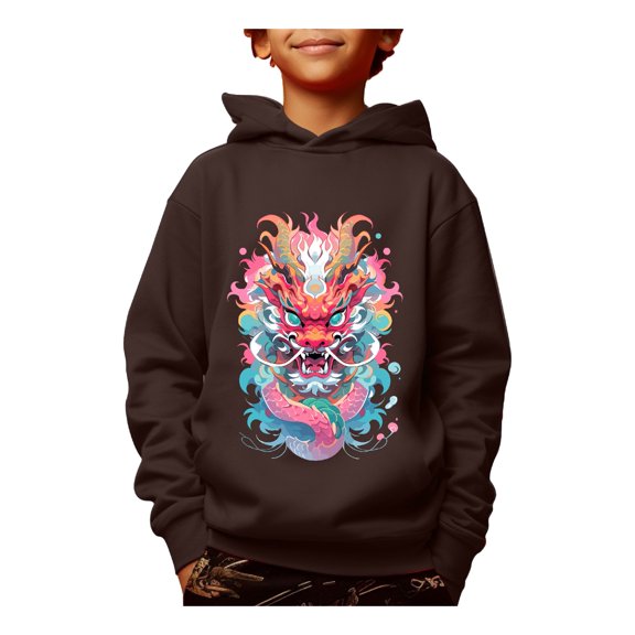 Kid Boys Tops Year Of The Dragon Print Hoodies Pullover Long Sleeve Casual Graphics Design Spring Fall Sweatshirt