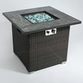 thumbnail image 2 of Resenkos 30 Inch Square Fire Pit Table, 50,000 BTU Tile Top Design with Decorative Wicker Base, Brown, 2 of 12