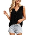 thumbnail image 4 of Iyufng Women's V Neck Front Ruffle Sleeveless Tank Top Loose Solid Office Elegant Casual Blouse, 4 of 7