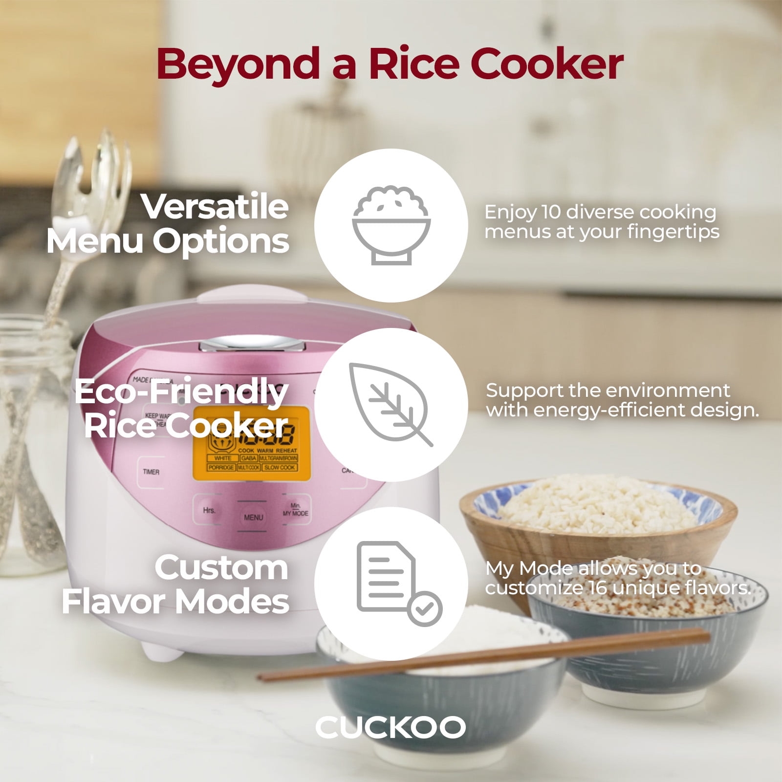 CUCKOO Micom Rice Cooker 6 Cup Uncooked / 12 Cup Cooked, Korean Fuzzy Logic Rice Cooker with Preset Timer & Keep Warm Setting, Versatile Food Steamer with Non-Stick Inner Pot, Pink (CR-0631F)
