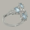thumbnail image 3 of LBG British Made 18k White Gold Natural Diamond & Aquamarine Womens Statement Ring - 33 size options - Size 10.75, 3 of 6