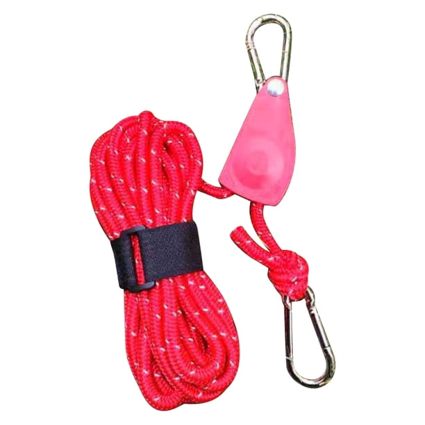 Cuerda reflectante de la línea de sujeción de la tienda de 6 mm x 5 m | Sistema de poleas metálicas ajustables | Cuerda de nylon con revestimiento reflectante para acampar Lonas de senderismo Toldos