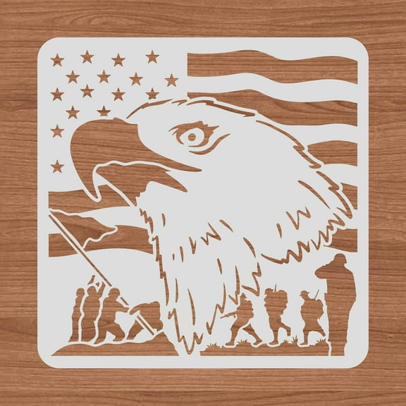 12x12" Independence Day Flag Stencils Eagle Head Painting Templates for Celebration Decorations DIY
