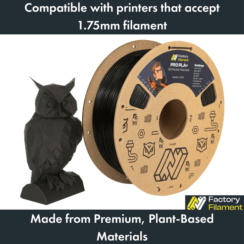 1.75mm Black PLA 3D Printer Filament, 1 KG Spool, Dimensional Accuracy +/- 0.02 mm, 3D Printing Filament