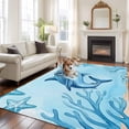 thumbnail image 2 of Blue Shark Coastal Area Rugs 5'x8', Washable Small Throw Rugs for Classroom Bedroom, Summer Beach Coral Nautical Ocean Indoor Outdoor Rug Non-Slip Low Pile Carpet Runner Reversible Floor Mats, 2 of 8