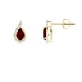 thumbnail image 2 of Angara Pear Shaped Natural Ruby Earrings with Diamond for Women in 14K Yellow Gold (Size-5x3mm) – July Birthstone Jewelry | Prong Set Ruby Earrings, 2 of 10