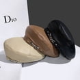 thumbnail image 2 of CoCopeaunt Chain Leather Beret, British Vintage Octagon, Japanese And Korean Pop Pu Painter’S Cap, 2 of 6