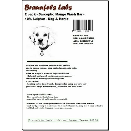 Mane Treatment - 2 Pack - Sarcoptic Mange Wash Bar - 10% Sulphur - Dog & Horse Shampoo