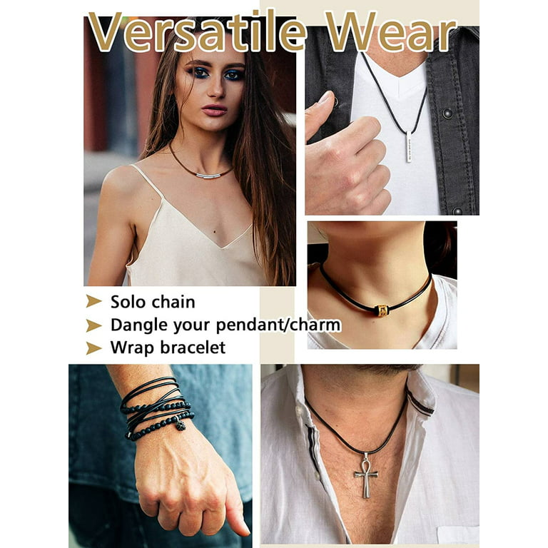 Leather Cord Necklace for Women Men | Pendant Necklace for Men Women | Boho Leather Necklace | Layering Necklace