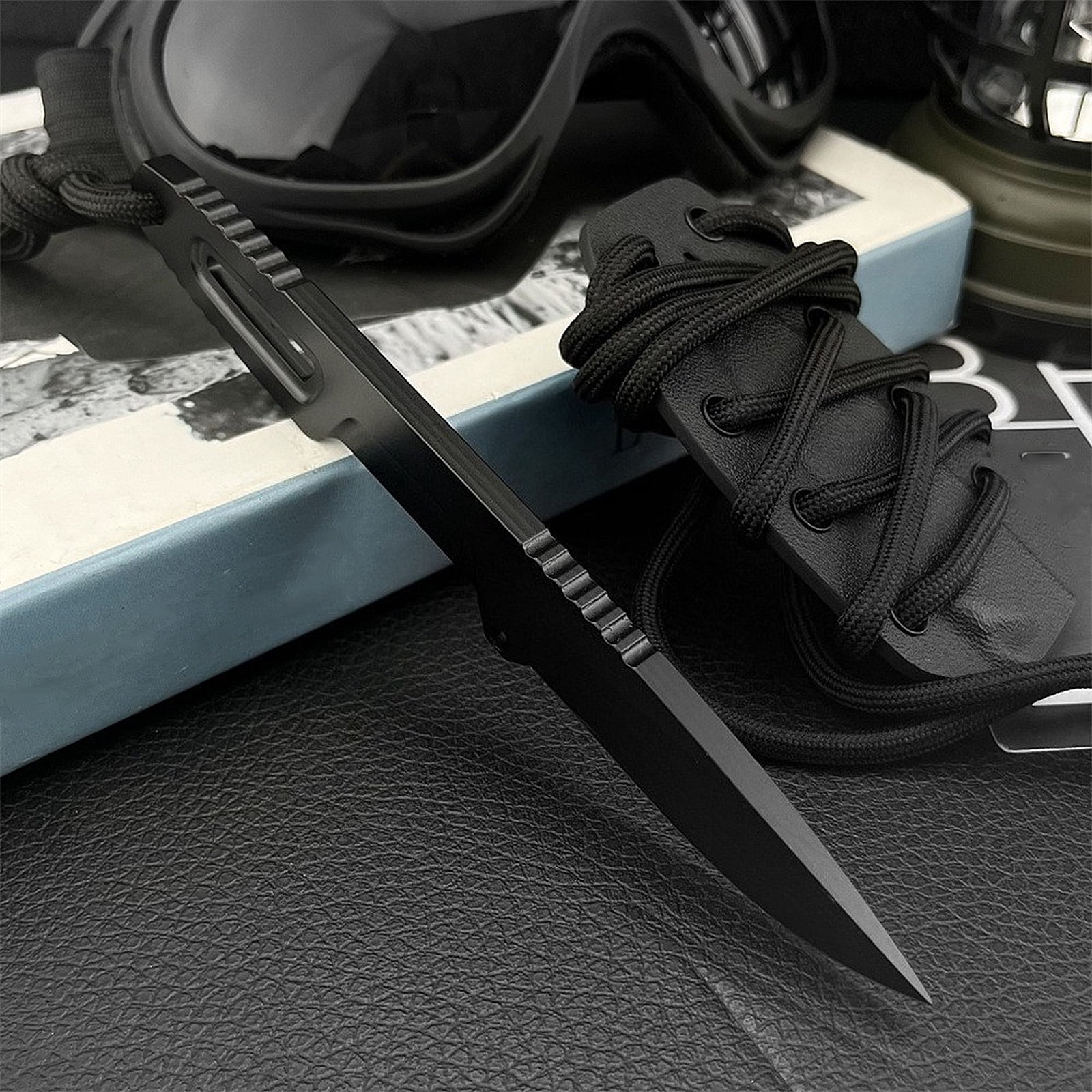 EDC Fixed Blade Utility Knife with Sheath and Lanyard, 2.7-inch Drop Point 7Cr13MoV Blade, Ideal for Camping Food Prep and Hiking
