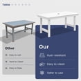 thumbnail image 2 of SERWALL Outdoor HDPE Dining Table Set, 12‑Piece Patio Dining Set with 2 Rectangular Tables, 8 Armless Chairs, 2 Armrest Chairs & Umbrella Hole, White, 2 of 8