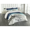 thumbnail image 2 of Ambesonne Beach Quilted Coverlet 3 Pcs, Seascape Theme Driftwood, Queen Size, Turquoise and Blue, 2 of 4