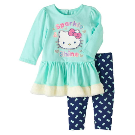 Infant Girls Blue Hello Kitty Outfit Sparkle & Shine Sweat Shirt & Leggings
