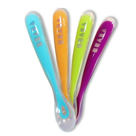 BEABA First Stage Silicone Spoons, Sorbet/Gipsy, 4 Count