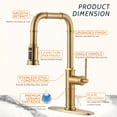 thumbnail image 5 of Wowow Brass Gold 17.9 in. H 360° Spout Swivel Pull Down Sprayer Kitchen Faucet with 3-Function Sprayer and Deckplate, 5 of 7