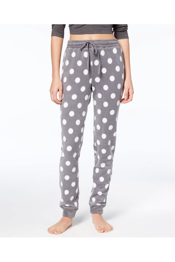 Womens Printed Jogger Pajama Pants Grey Dots X-Large