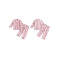 thumbnail image 2 of RUINIXCW Toddler Baby Girl Gingham Plaid Pajamas Set Christmas PJS Girl Spring Fall Winter Sleepwear Long Sleeve Button UP Shirt Pants Set Loungewear, 2 of 10