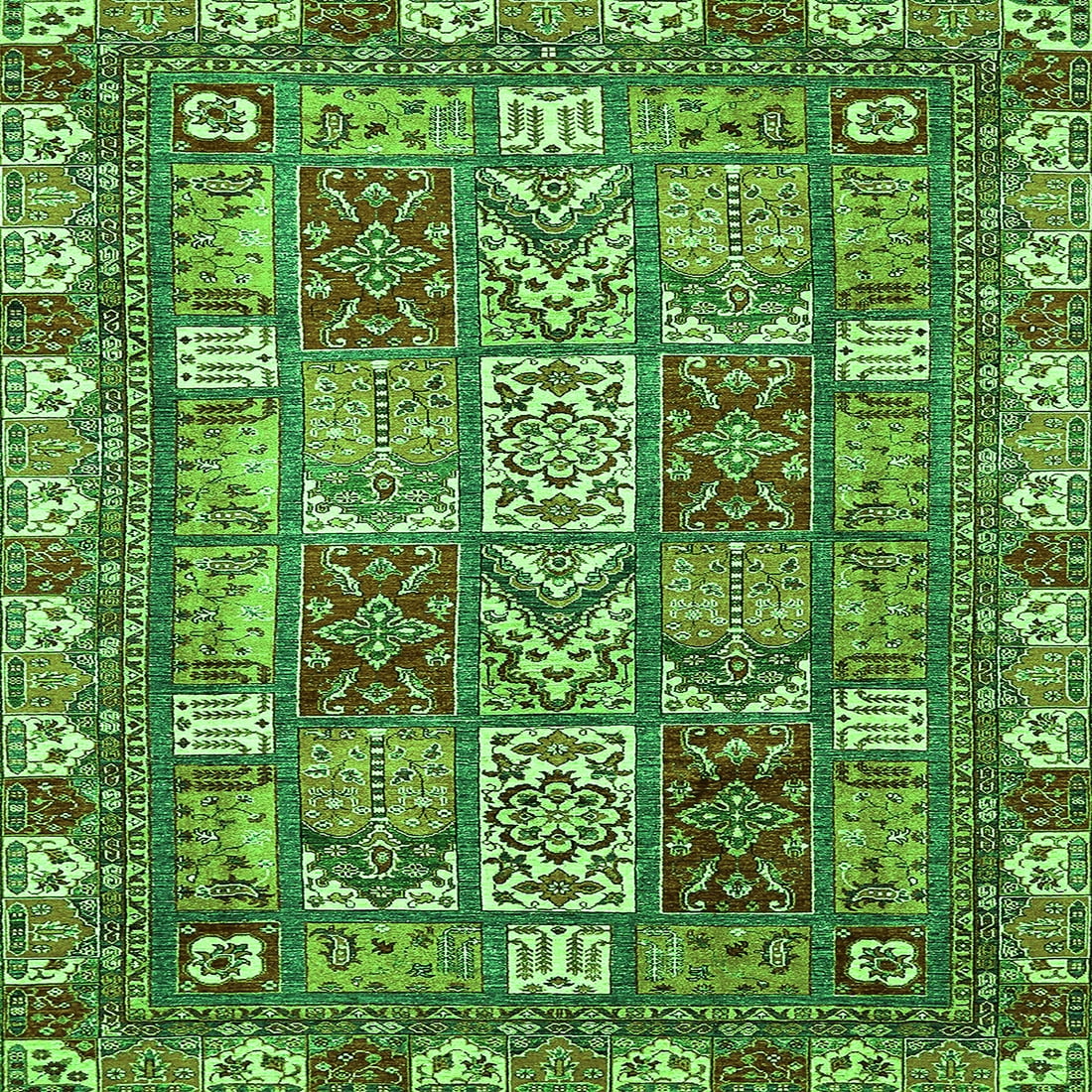 Ahgly Company Indoor Square Abstract Green Modern Area Rugs, 4' Square ...