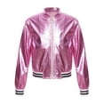 thumbnail image 6 of JanJean Kids Girls Baseball Jacket Varsity Style Coat Long Sleeves Outerwear Zipper Closure Bomber Pink 10, 6 of 9