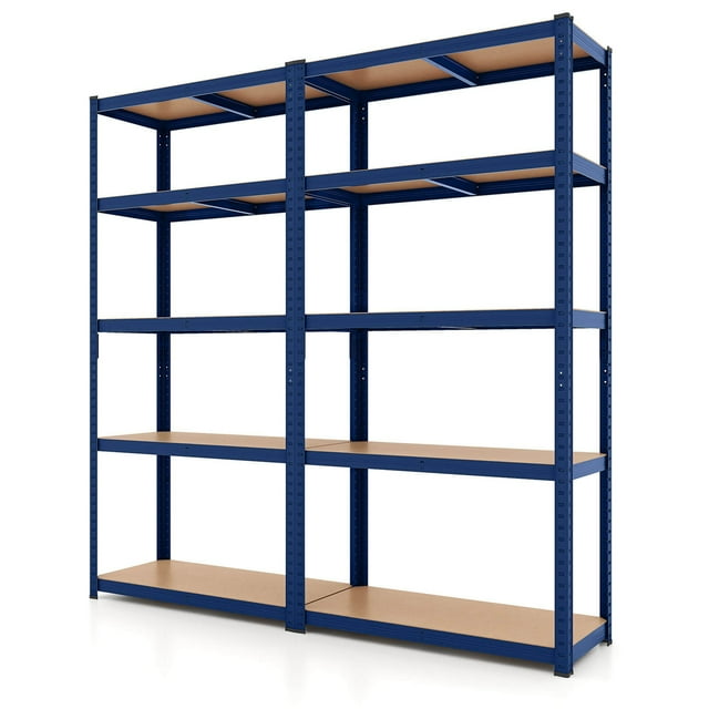 Costway 2 PCS 5 Tier Adjustable Garage Shelving Unit with 2000 lbs Max Load for Warehouse Blue