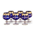 thumbnail image 1 of Interglass - Italy, Cobalt Blue Crystal Cognac Snifters Goblets, Vintage Design, 24K Gold Hand Decorated, 10 Oz, SET OF 6, 1 of 5