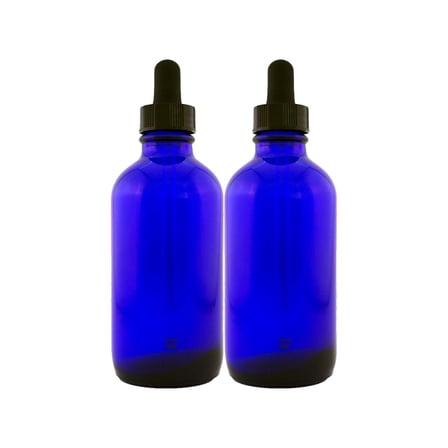 Cobalt Blue 4oz Dropper Bottle (120ml) Pack of 2 - Glass Tincture Bottles with Eye Droppers for Essential Oils & More Liquids - Leakproof Travel Bottles
