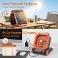 thumbnail image 3 of Fohil 20000mAh Solar Camping Fan with LED Light, Solar/USB Charging, 4-Speed Fan,3 Timer Settings, Phone Charging for Camping Fishing Travel Outdoor, Orange, 3 of 9