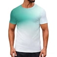 thumbnail image 2 of VgaVtl Short Sleeve Mens Tee Shirts Muscle Summer Clothing for Men Slim Pullover Going Out Green Gradient Color Tops, 2 of 9
