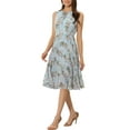 thumbnail image 4 of INSPIRE CHIC Women's Dress Summer Floral A-Line Knee Length Sleeveless Pleated Midi Dress XL Blue, 4 of 6