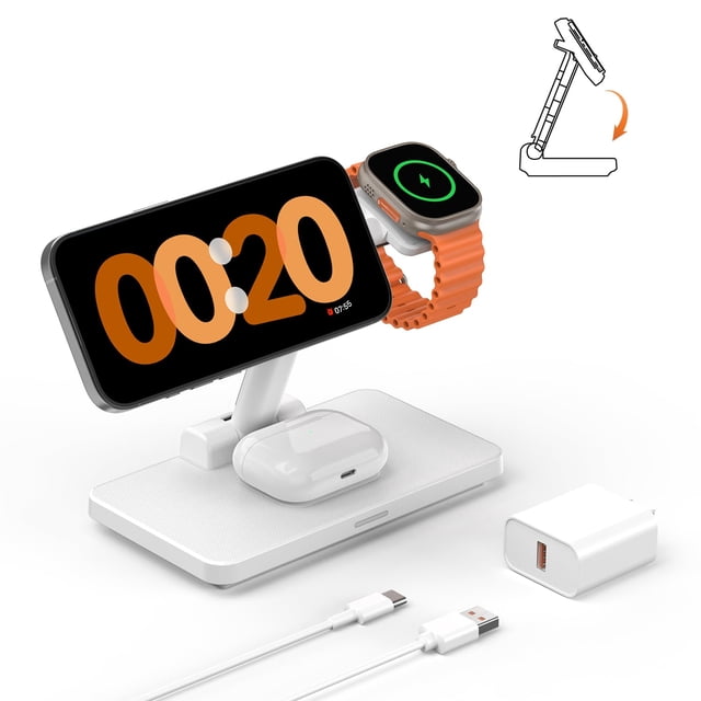 Cargador inalámbrico JoyGeek 3 en 1 magnético para iPhone Apple Watch AirPods