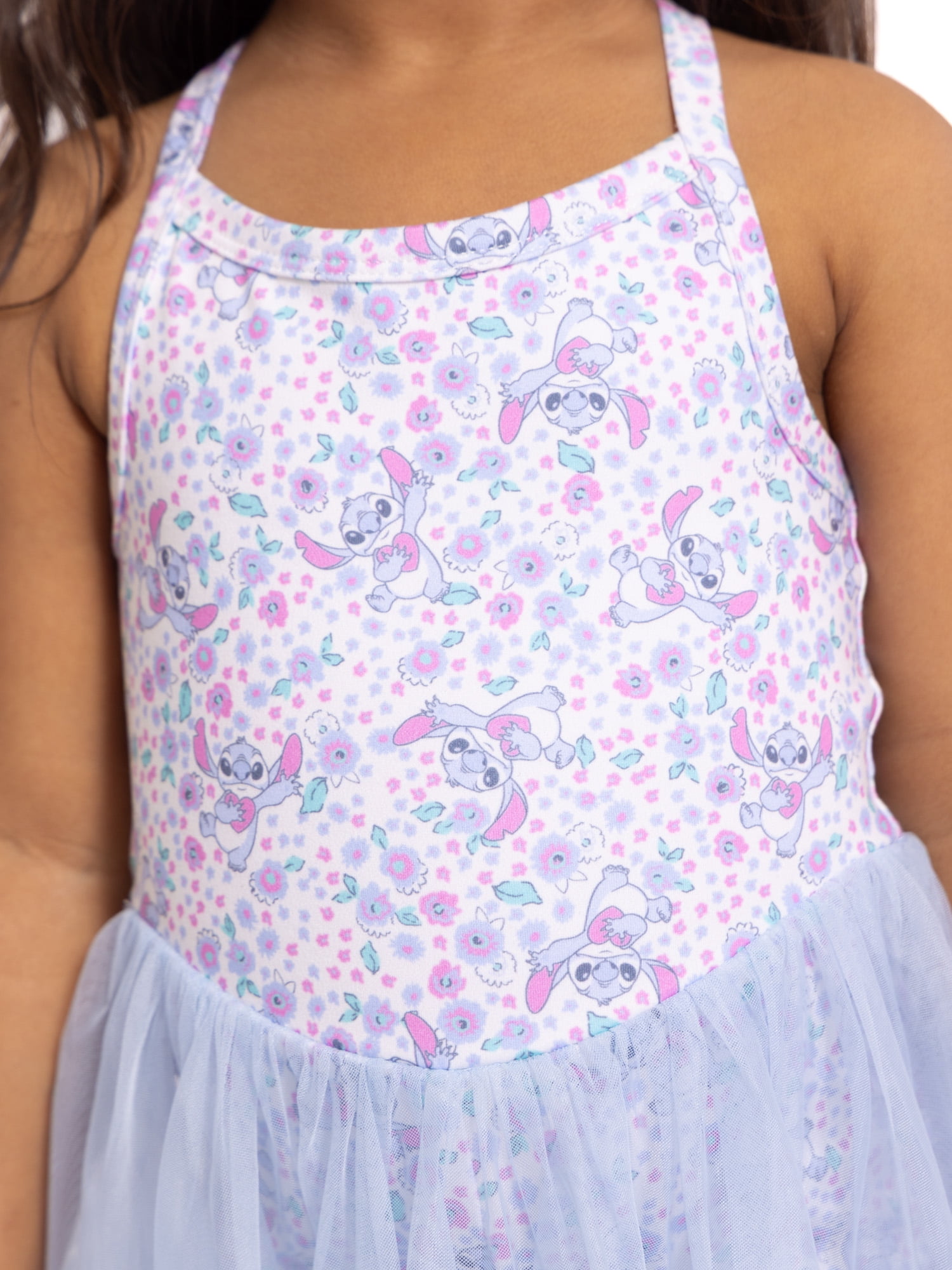 Stitch Toddler Girls' Sleeveless Romper with Tulle Skirt, Sizes 12M-5T