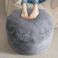 thumbnail image 2 of Round Stuffed Pouf Ottoman, Corduroy Poufs with Foam Chunk Filling, Furry and Fluffy Pouf Foot Stool Storage Ottoman, 20 X 15 Floor Poufs Foot Rest for Living Room, Grey, 2 of 8