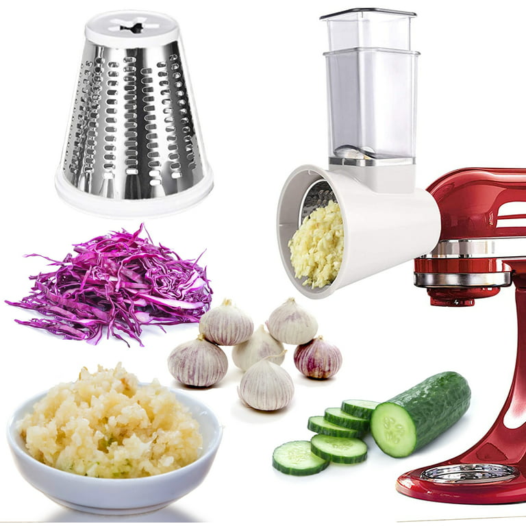 Slicer/Shredder Attachments for KitchenAid Stand Mixers, Food Slicers Cheese  Grater Attachment, Salad Maker Accessory Vegetable Chopper with 4 Blades.  Dishwasher Safe 
