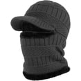 thumbnail image 3 of TAGVO 2 Pack Winter Knitted Balaclava Beanie Hat Warm Cycling Ski Mask, Women Windproof Hood, Balaclavas Heavyweight Thermal Fleece, Black&Grey, 3 of 8