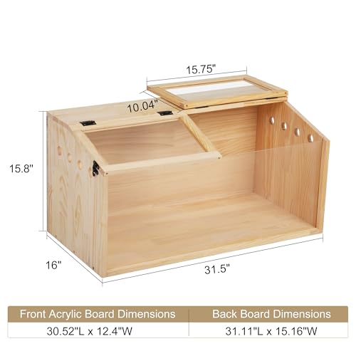 Chew-resistant wooden hamster cage. World's largest 41-inch hamster cage and habitat. Open-top, 3-sided acrylic hamster cage.