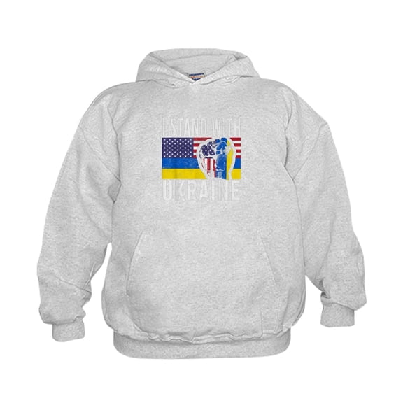 CafePress - I Stand With Ukraine Flag American Flag Sweatshirt - Kids Hooded Sweatshirt, Classic Hoodie