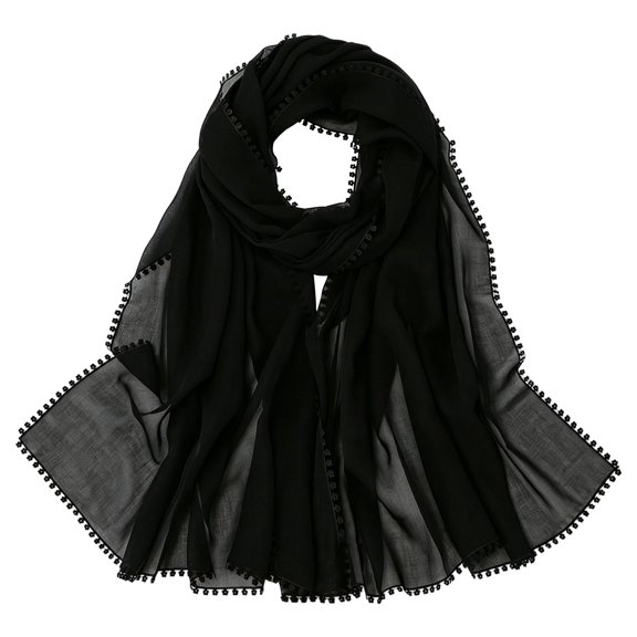 QASIEATN Lace Hijab SoftBlend Lightweight Shawl with Elegant Lace Trim Non Head Scarf for Womens Everyday Wear