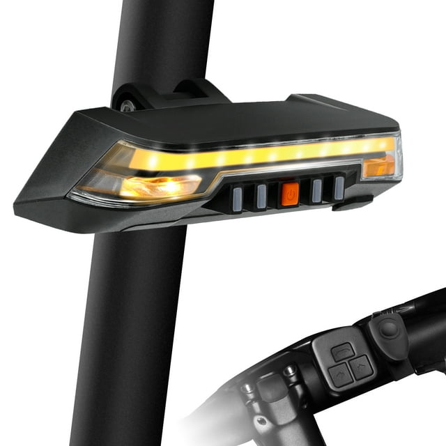 Smart Bike Tail Light with Turn Signals Brake Light Wireless Remote Control Bicycle Rear Light Cycling USB Rechargeable Safety Warning Tail Light
