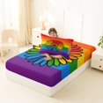 thumbnail image 4 of Manfei Kawaii Rainbow Twin Fitted Sheet, Love and Peace Groovy Bedding, Purple Orange, 2pcs, 1 Fitted Sheet and 1 Pillowcase, 4 of 6