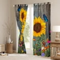 thumbnail image 3 of Homewish Chic Floral Sunflower Black Out Curtains for Female Men Adults,Flying Blue Butterflies Curtains Pack of 2 (42x63 Each),Retro Lodge Cabin Bedroom Curtains,Ultra Soft Home Decor, 3 of 6