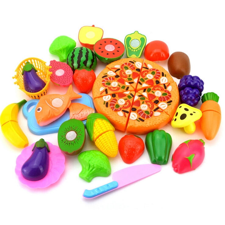 Kids Pretend Role Play Kitchen Fruit Vegetable Food Toy Cutting 6pcs/set Fad 